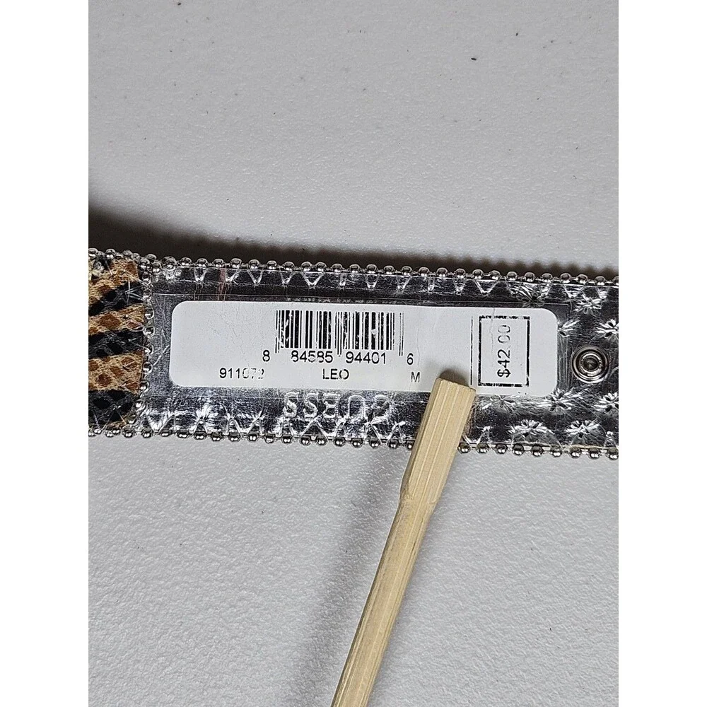 GUESS Y2K Leopard Print Rhinestone Belt Studded Western Bling Size M Festival